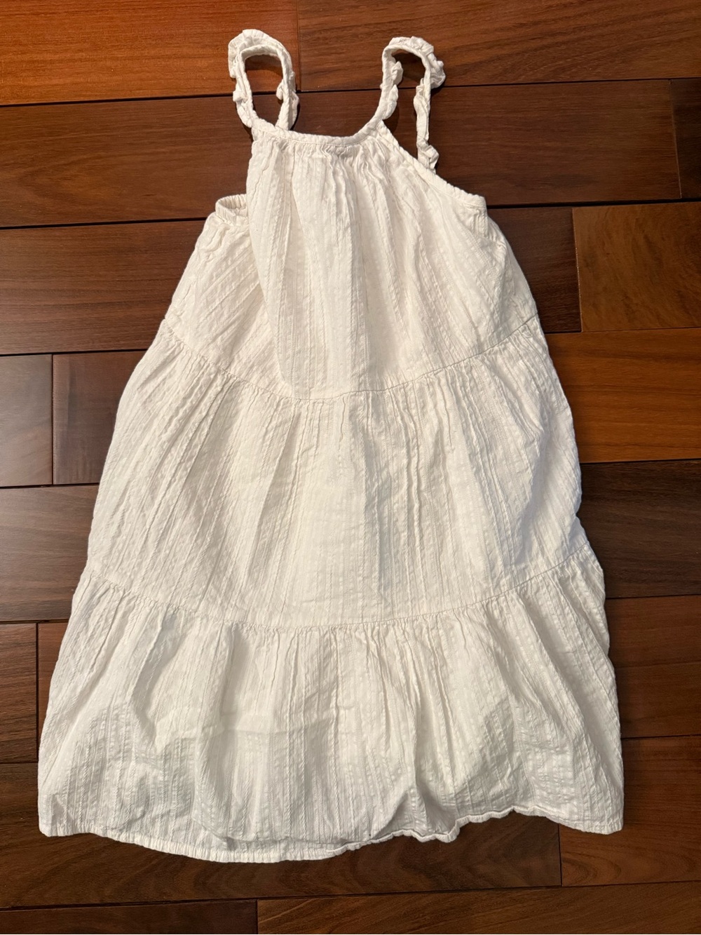 Mango White Tiered Cotton Sundress with Braided Straps size 10
